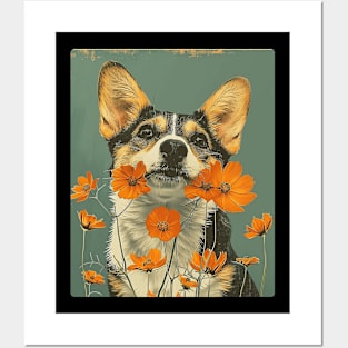 Welsh Corgi Flowers Photo Art Design For Dog Onwer Posters and Art